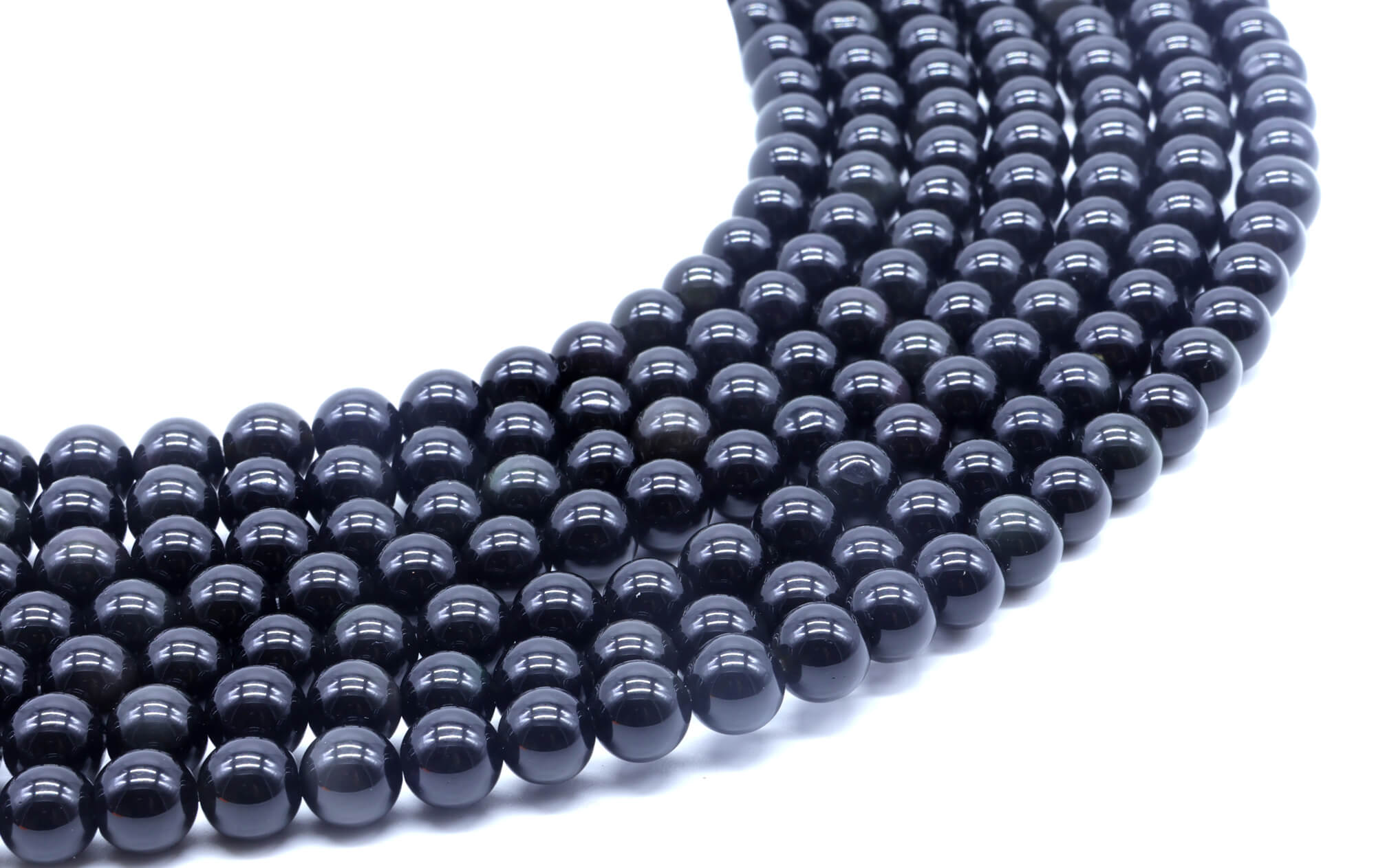 Perles Obsidienne Noire Dorée 6mm ( lot de 10 )