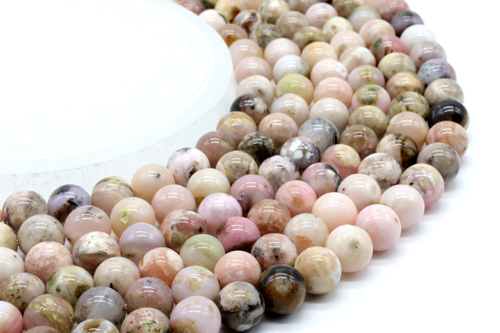Perles Opale Rose 6mm ( lot de 10 )