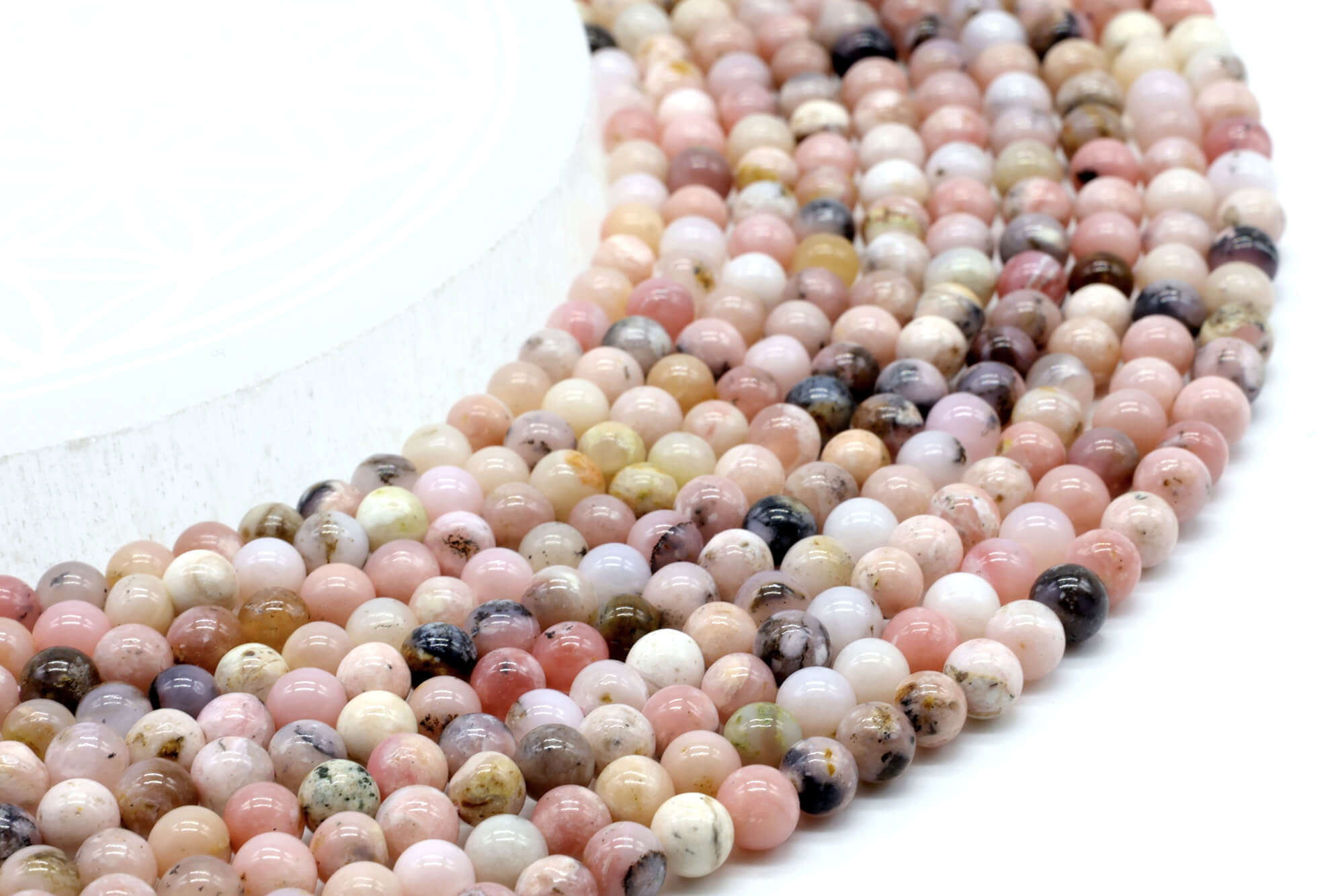 Perles Opale Rose 6mm ( lot de 10 )