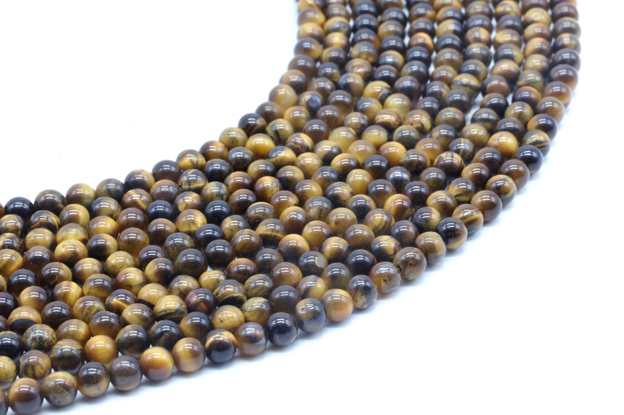 Perles Oeil de Tigre 6mm ( lot de 10 )