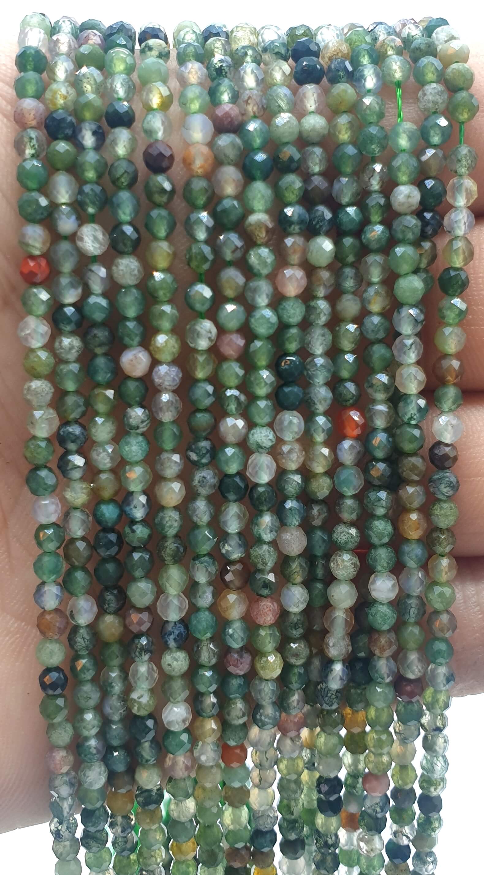 Perles facettées Agate Indienne 3mm ( lot de 10 )
