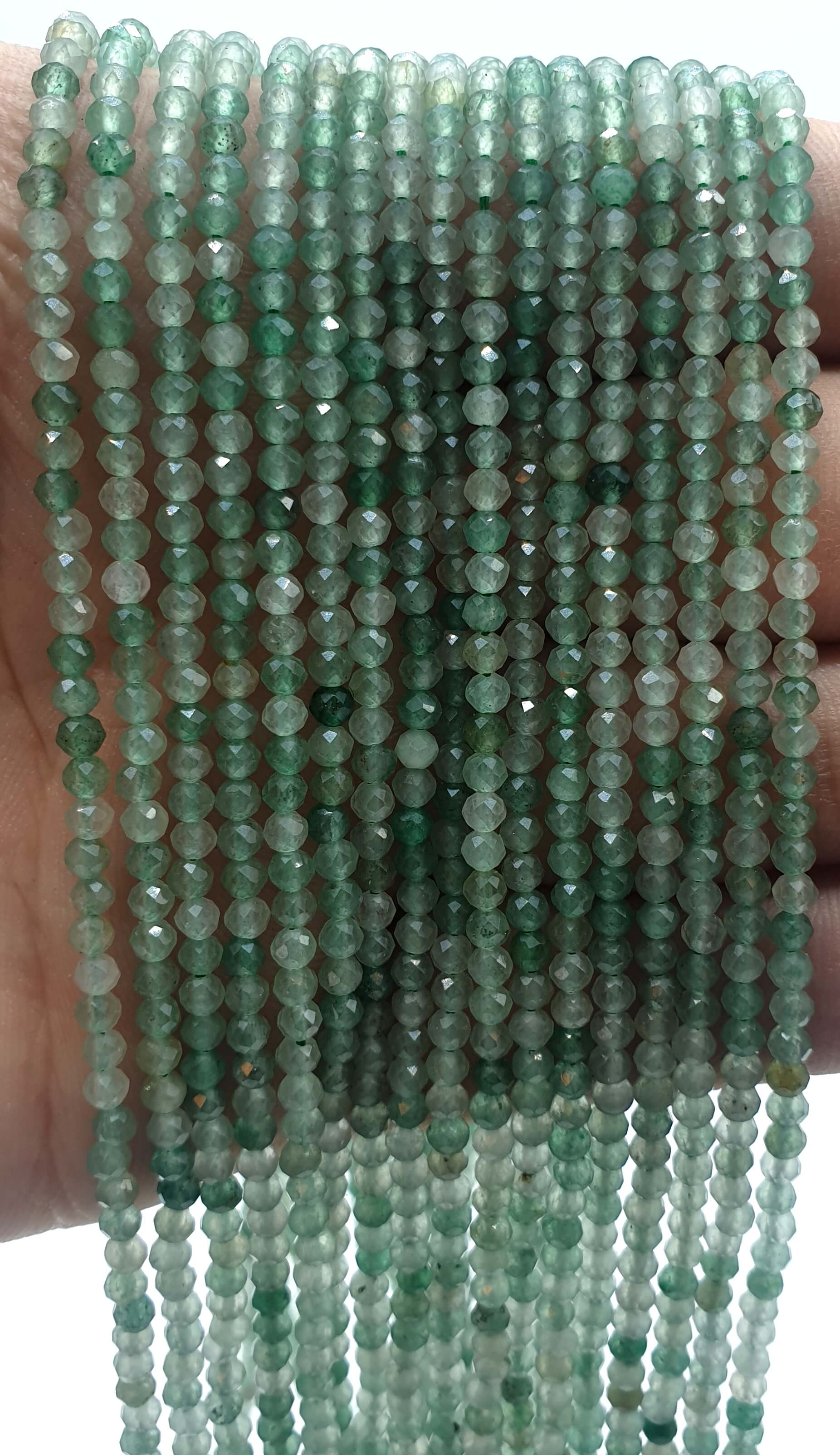Perles facettées Aventurine Verte 3mm ( lot de 10 )
