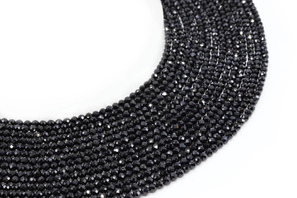 Perles facettées Spinelle Noir 3mm ( lot de 10 )