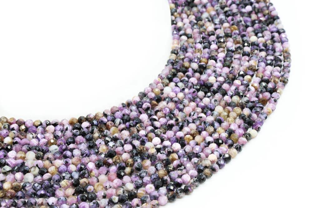 Perles facettées Charoïte 3mm ( lot de 10 )