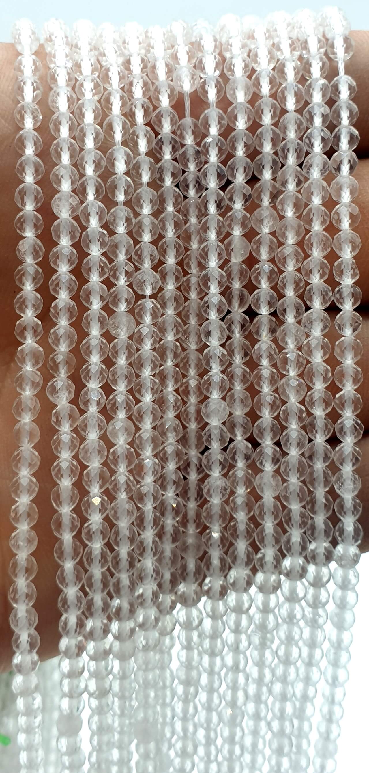 Perles facettées Cristal de Roche 3mm ( lot de 10 )