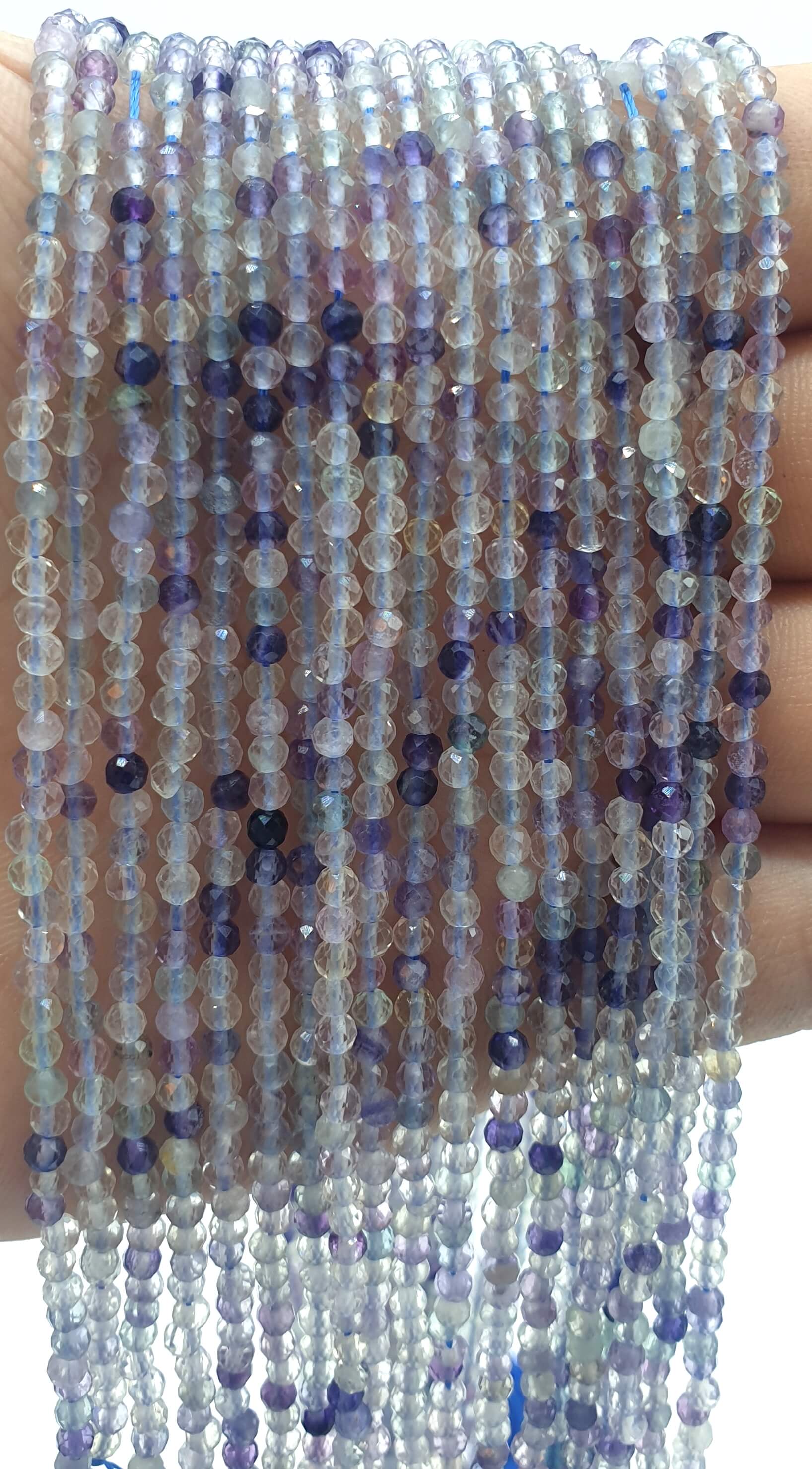 Perles facettées Fluorite Multi 3mm ( lot de 10 )