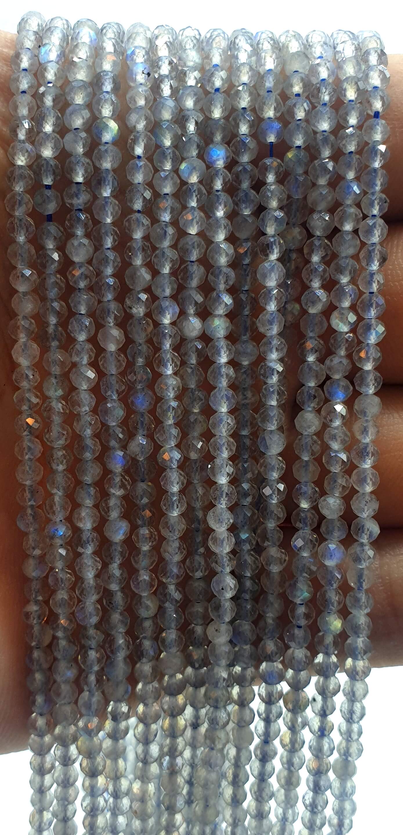 Perles facettées Labradorite 3mm ( lot de 10 )
