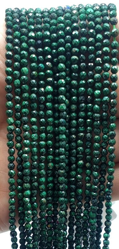 Perles facettées Malachite 3mm ( lot de 10 )