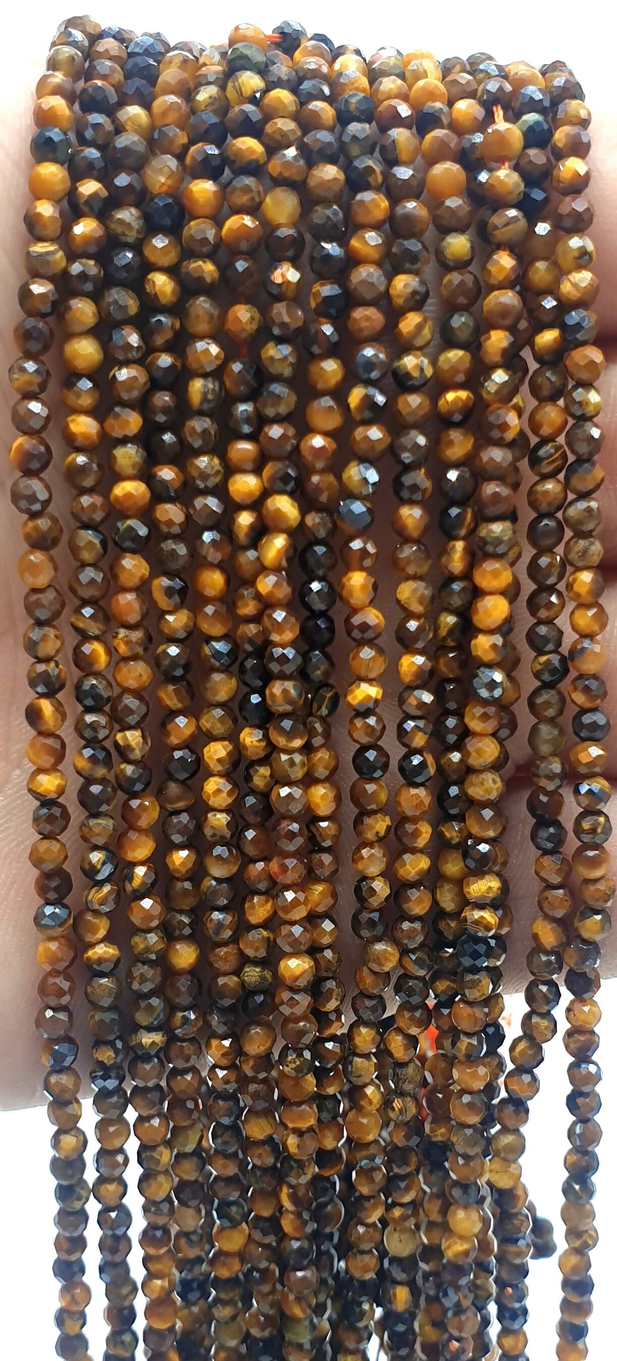 Perles facettées Oeil de Tigre 3mm ( lot de 10 )