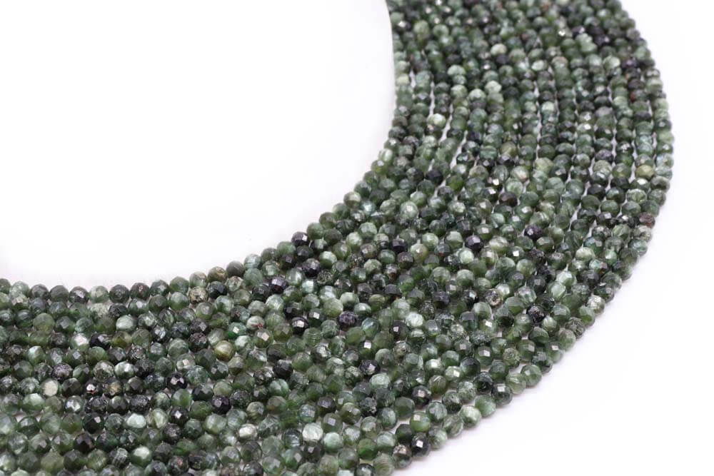 Perles facettées Séraphinite 3mm ( lot de 10 )