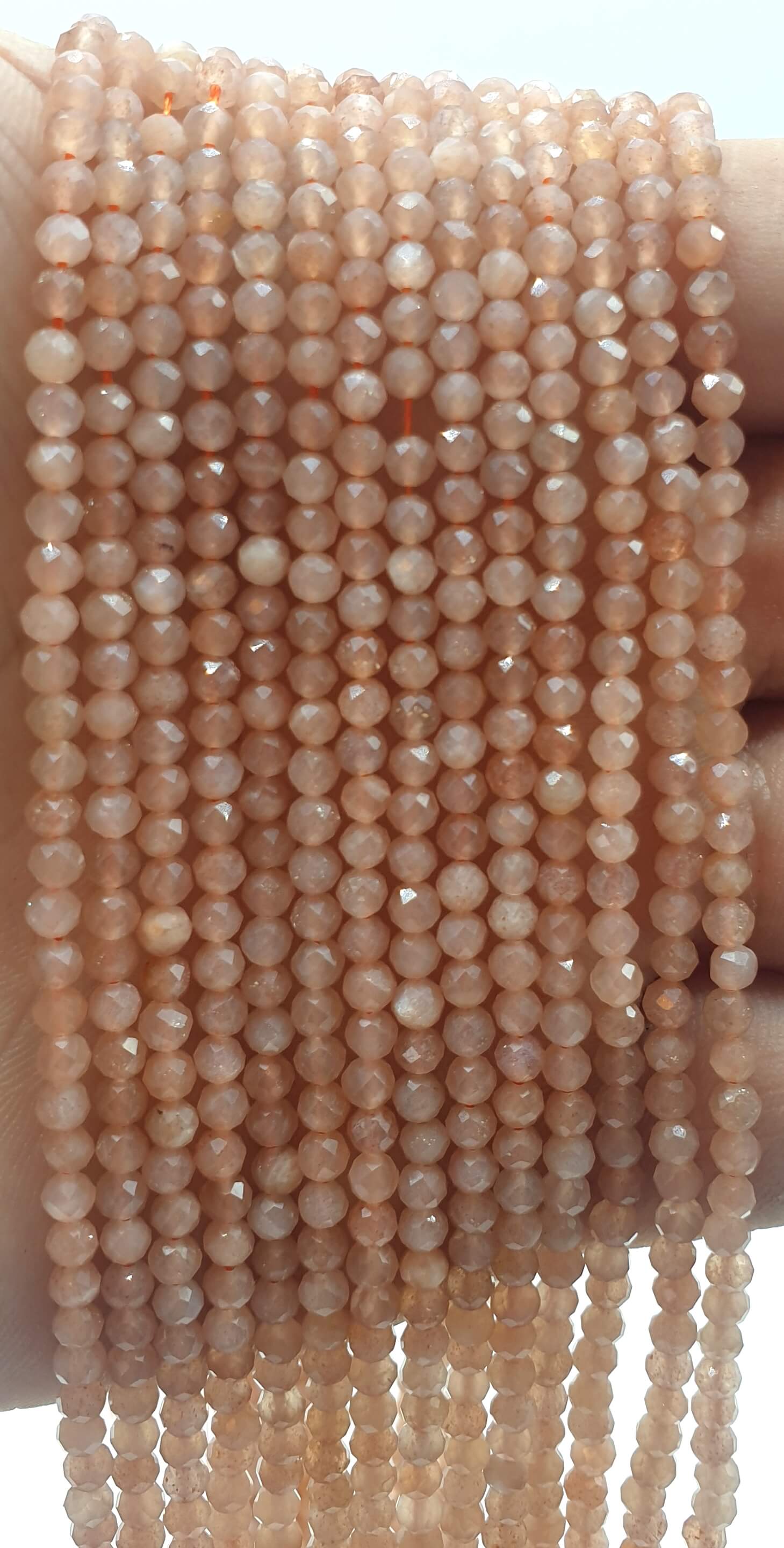 Perles facettées Pierre de Soleil 3mm ( lot de 10 )