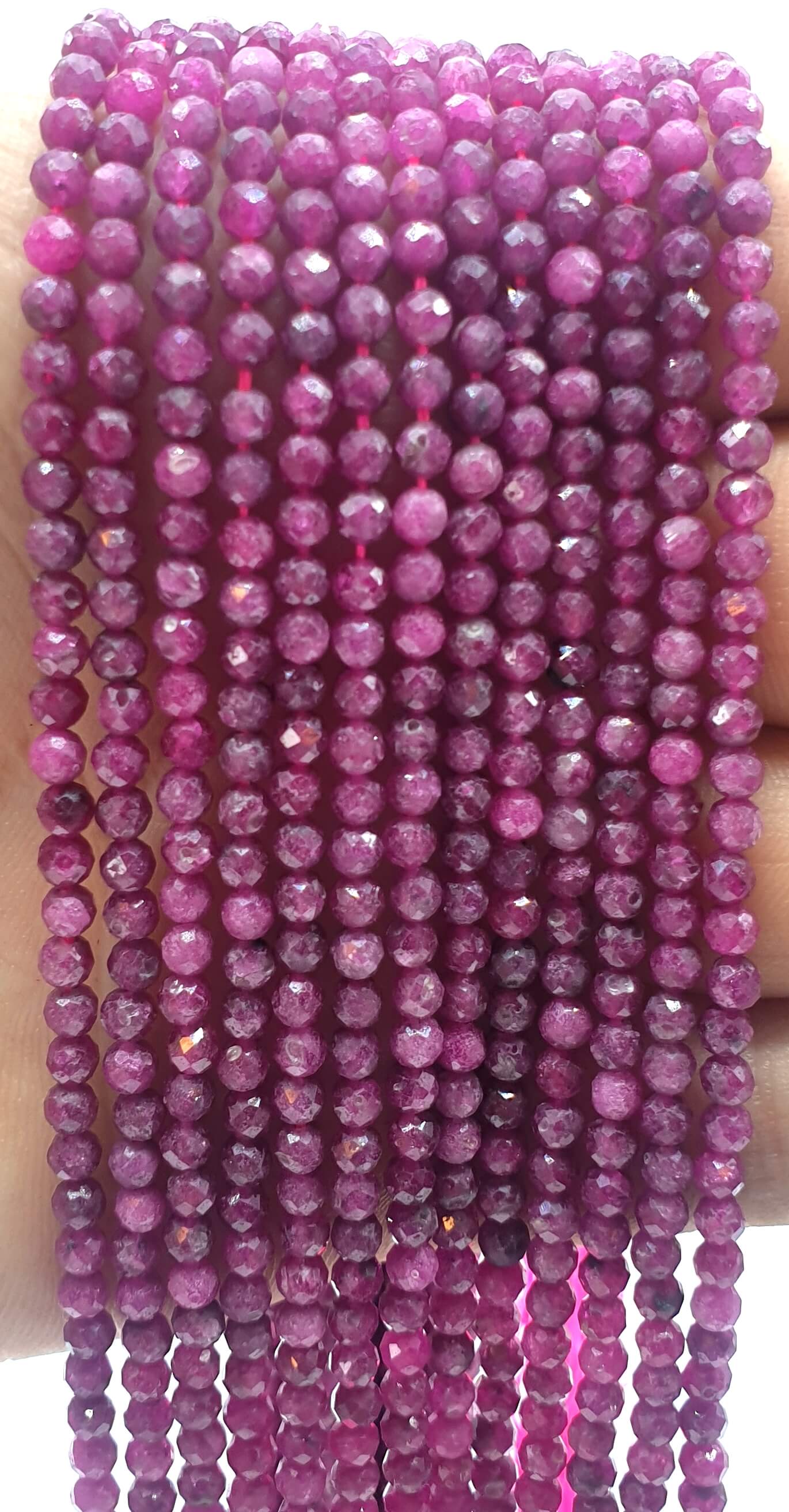 Perles facettées Tourmaline Rose 3mm ( lot de 10 )