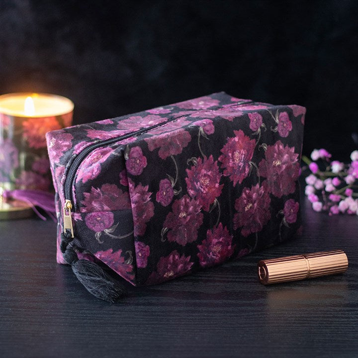 Trousse de maquillage à imprimé floral « Dark Romance »