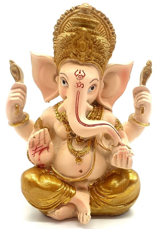 Statue Résine Ganesh Beige/Doré