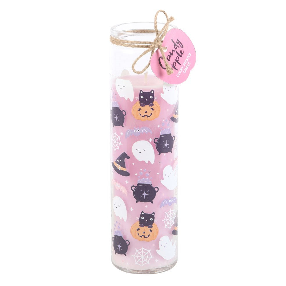 Bougie en tube « Pomme d'Halloween aux couleurs pastel »