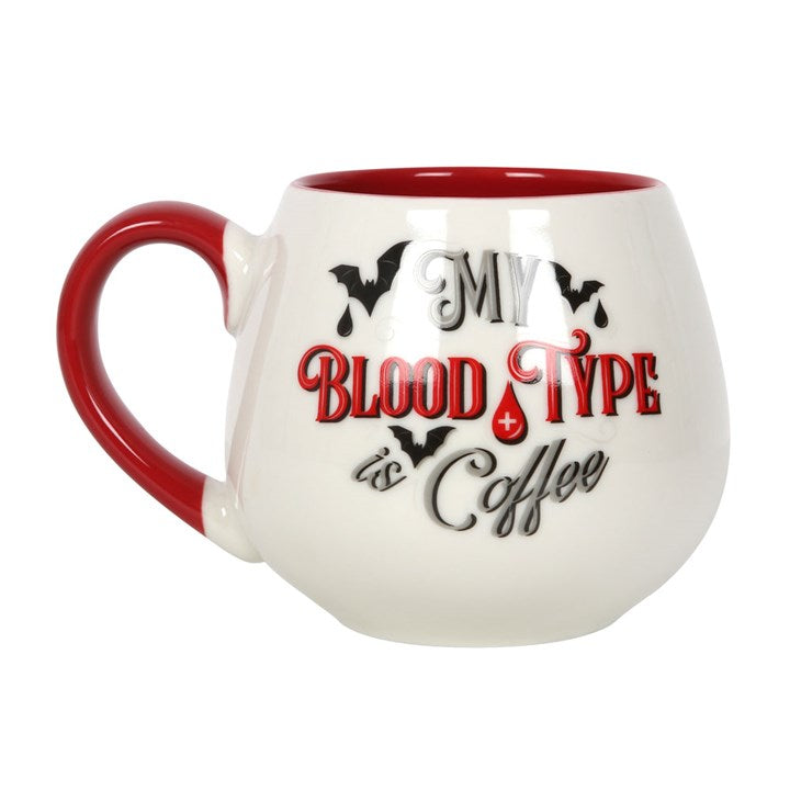 Tasse ronde « Mon groupe sanguin, c'est le café »