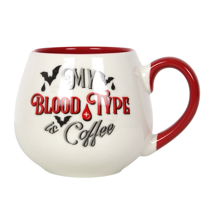 Tasse ronde « Mon groupe sanguin, c'est le café »