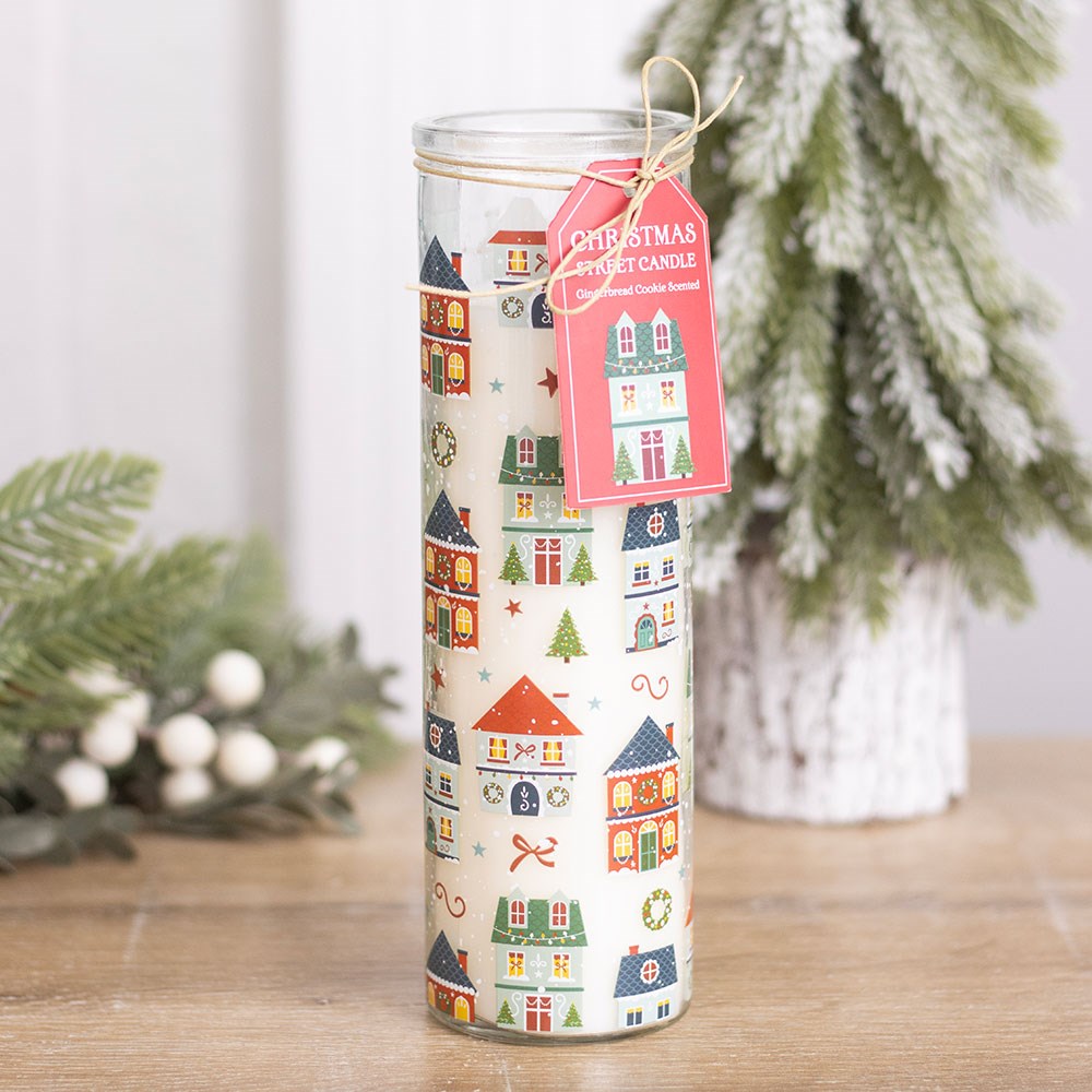 Bougie en tube de biscuits en pain d’épices imprimé de Noël Street