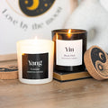 Ensemble de 2 bougies noires Yin Yang et noix de coco