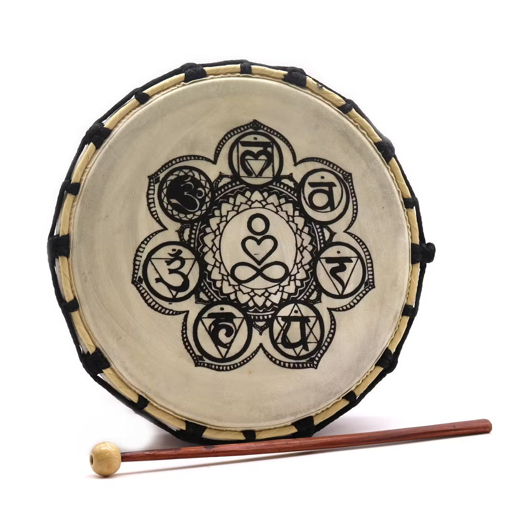 Tambour Chamanique Chakra avec une Baguette - 25cm