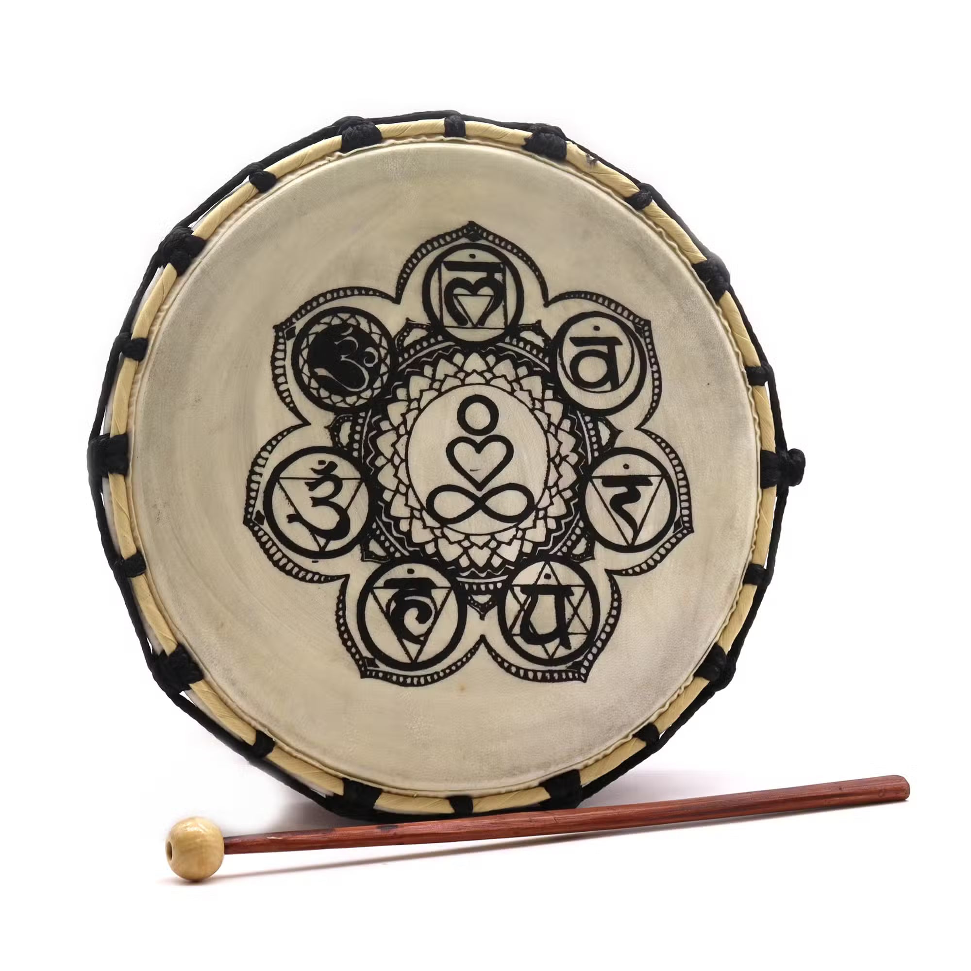 Tambour Chamanique Chakra avec une Baguette - 25cm