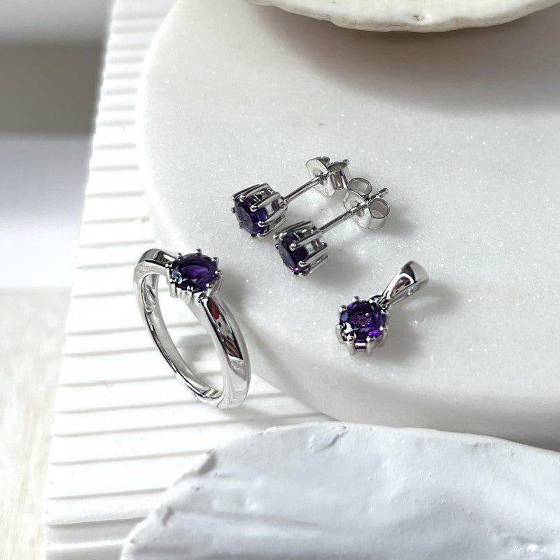 Bague avec tanzanite bleue naturelle, en argent rhodié 925