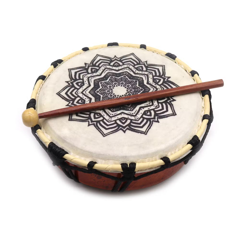 Tambour Chamanique Mandala avec une Baguette - 20cm