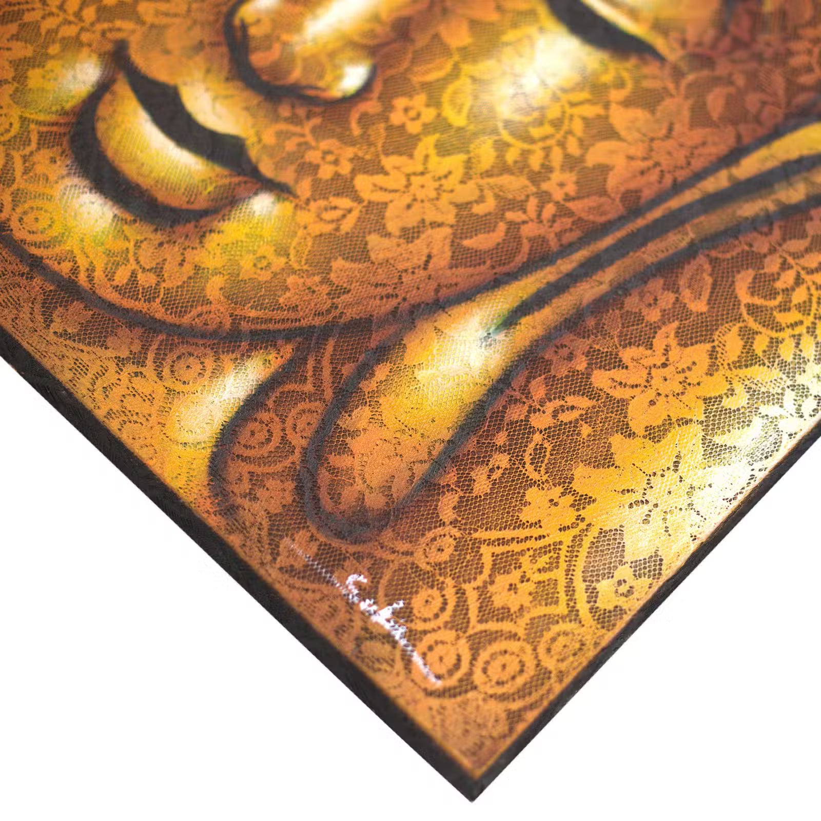 Tableau Bouddha - Détails Brocart Doré
