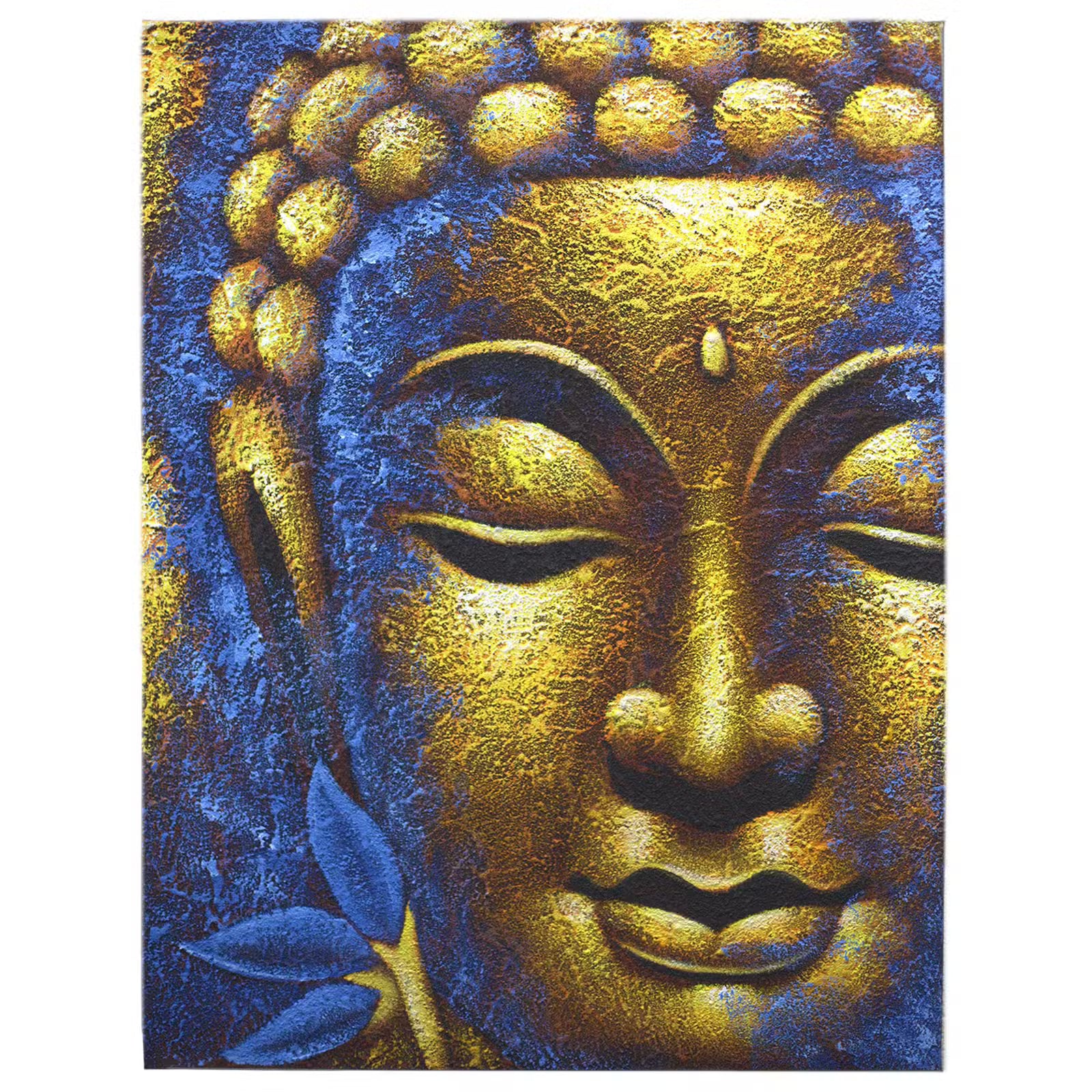 Tableau Bouddha - Visage D'Or et Fleur de Lotus