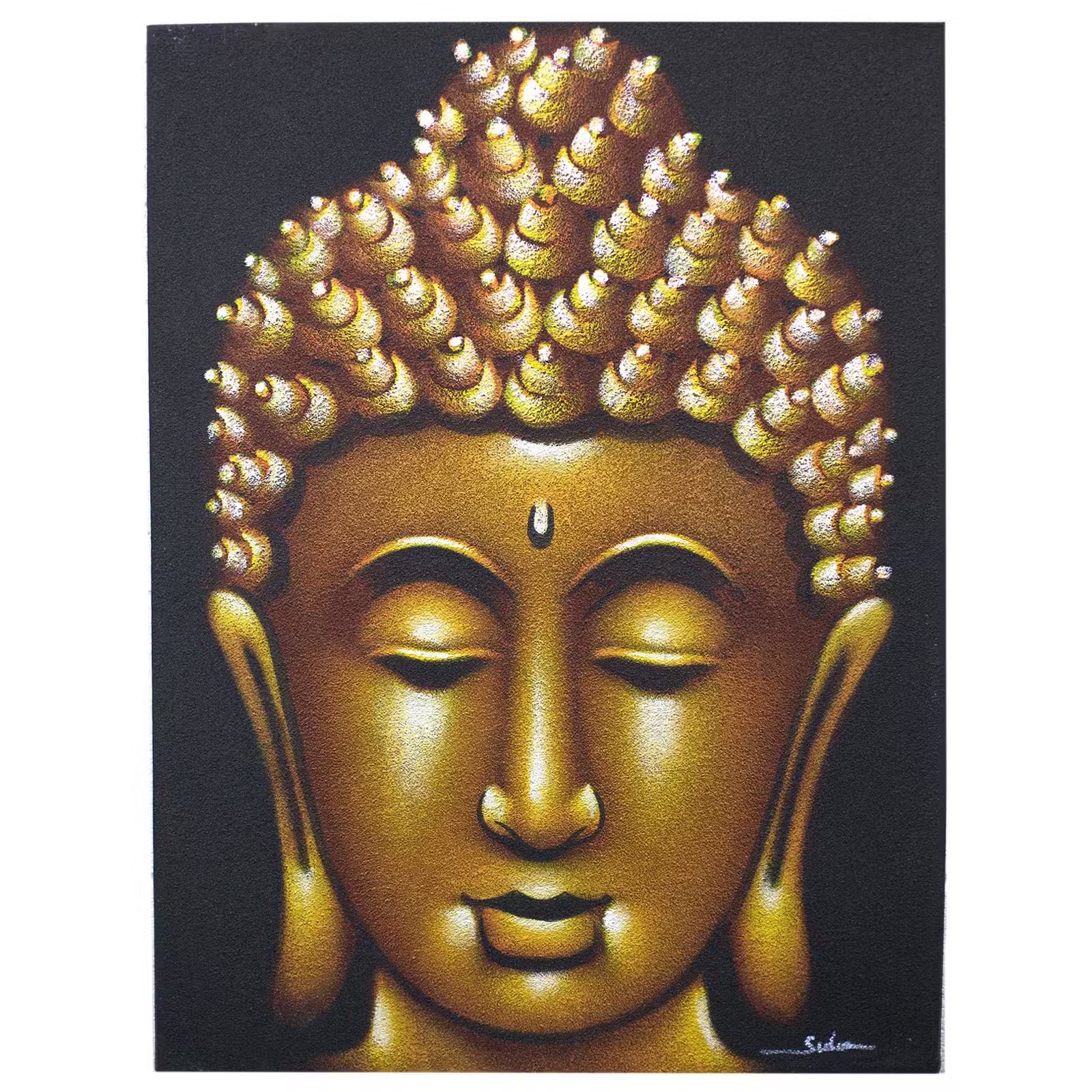 Tableau Bouddha - Finitions Sable Doré