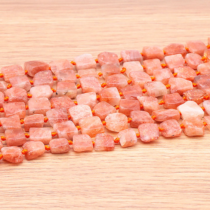 PERLES CARRÉES 08MM PIERRE DE SOLEIL AA ( lot de 10 )