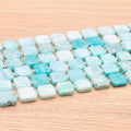 PERLES CARRÉES 12MM AMAZONITE PÉROU A ( lot de 10 )