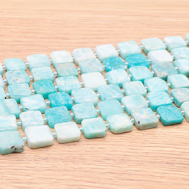 PERLES CARRÉES 12MM AMAZONITE PÉROU A ( lot de 10 )