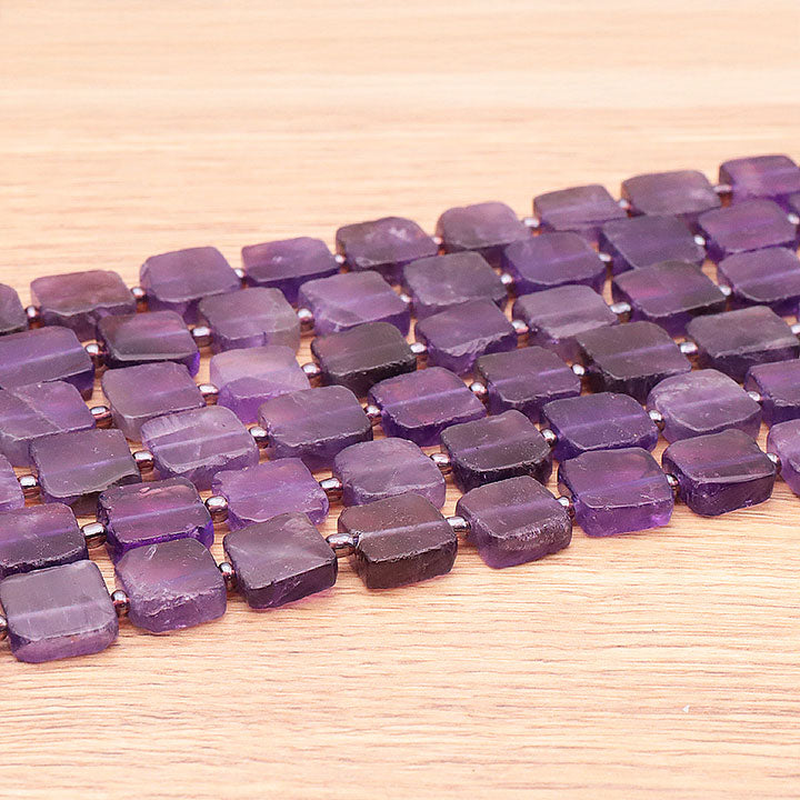 PERLES CARRÉES 12MM AMÉTHYSTE BRÉSIL AA ( lot de 10 )