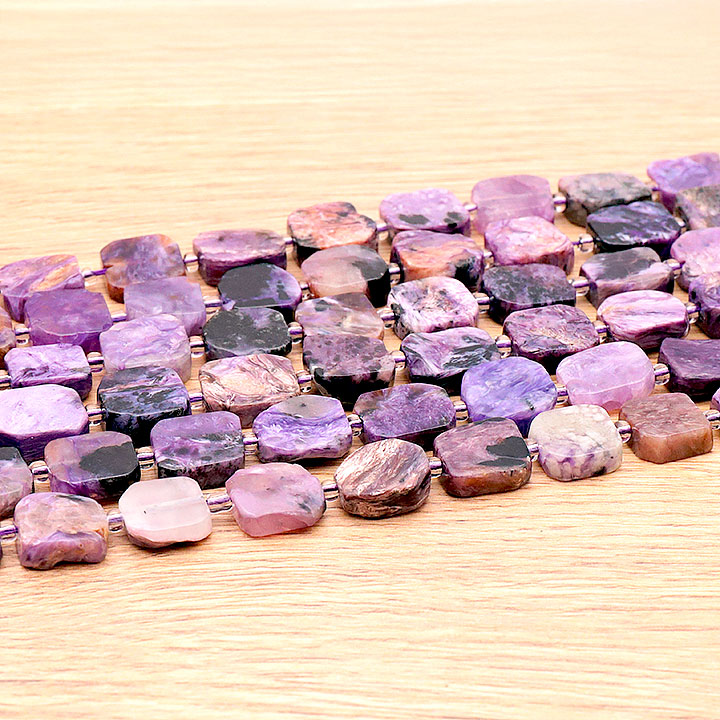 PERLES CARRÉES 12MM CHAROÏTE AA ( lot de 10 )