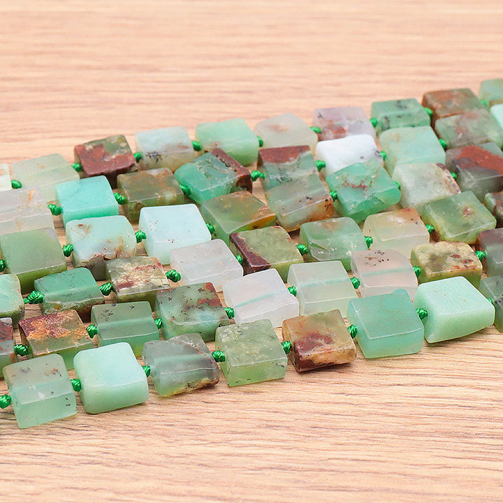 PERLES CARRÉES 12MM CHRYSOPRASE A+ ( lot de 10 )