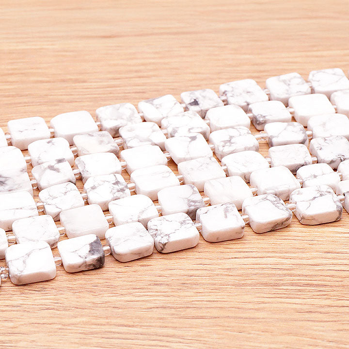 PERLES CARRÉES 12MM HOWLITE BLANCHE A ( lot de 10 )