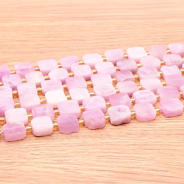 PERLES CARRÉES 12MM KUNZITE AA ( lot de 10 )