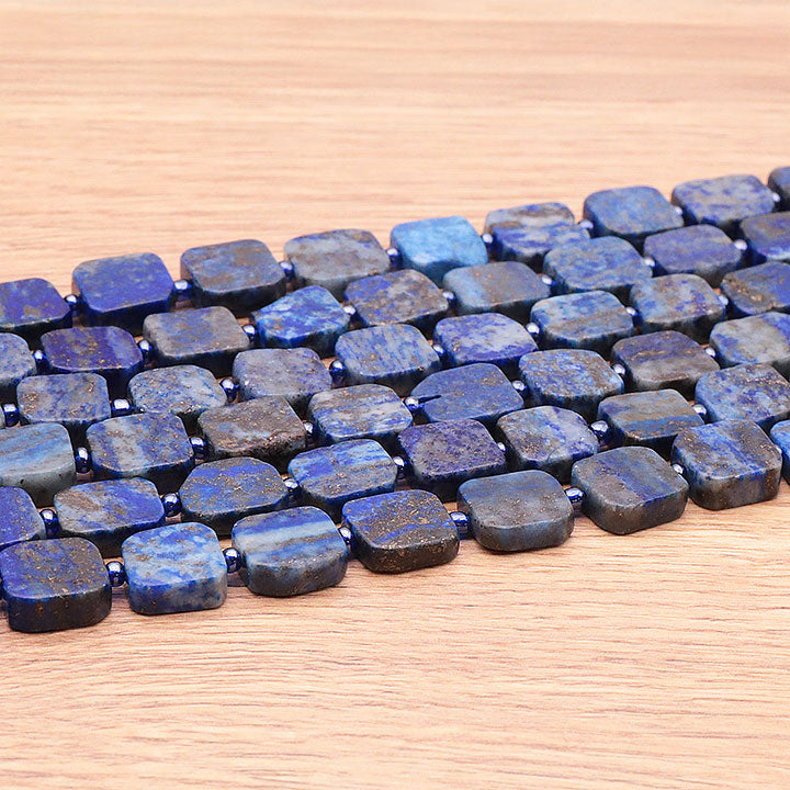 PERLES CARRÉES 12MM LAPIS LAZULI AB ( lot de 10 )