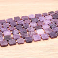 PERLES CARRÉES 12MM LÉPIDOLITE AA ( lot de 10 )