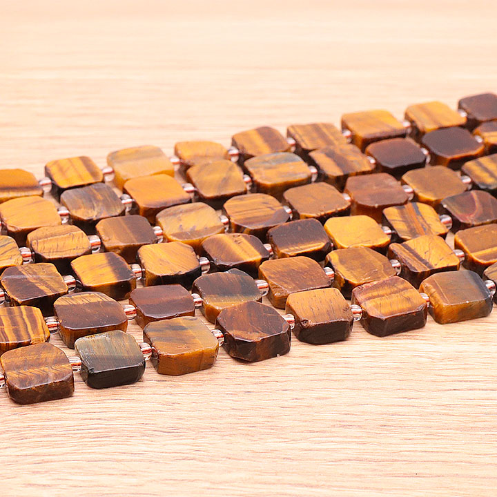 PERLES CARRÉES 12MM ŒIL DE TIGRE A ( lot de 10 )