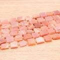 PERLES CARRÉES 12MM PIERRE DE LUNE ROSE AA ( lot de 10 )