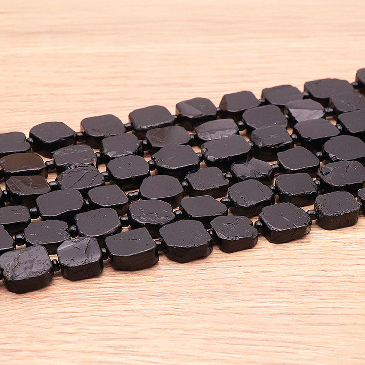 PERLES CARRÉES 12MM TOURMALINE NOIRE A ( lot de 10 )