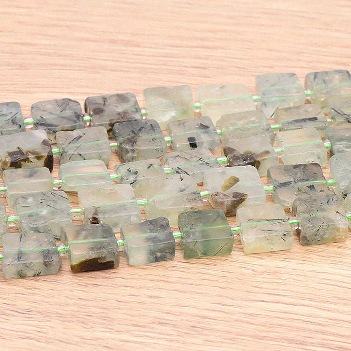 PERLES CARRÉES 14MM PRÉHNITE AA ( lot de 10 )