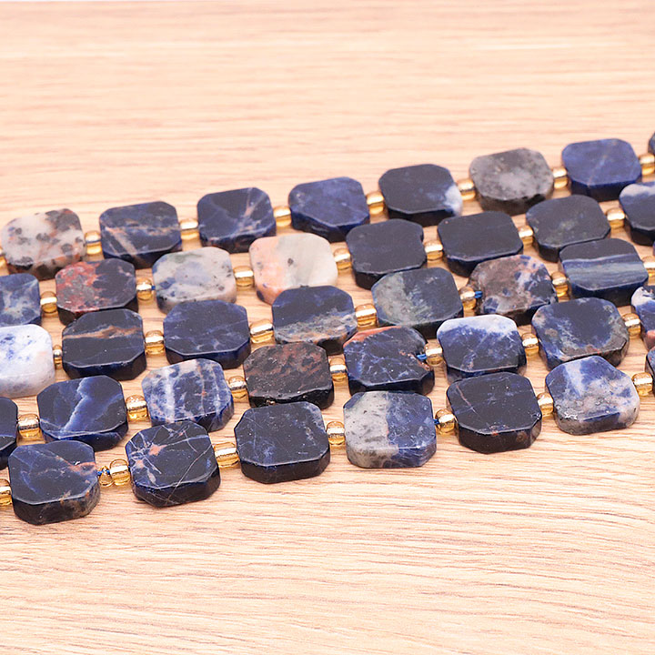 PERLES CARRÉES 14MM SODALITE NAMIBIE AA ( lot de 10 )