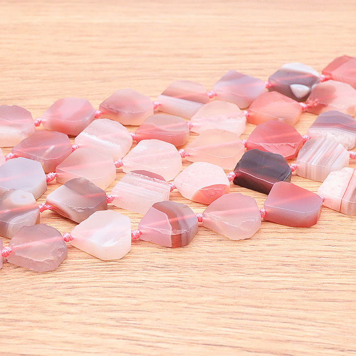 PERLES FORMES DIAMANTS 16MM AGATE ROSE BOTSWANA A ( lot de 10 )