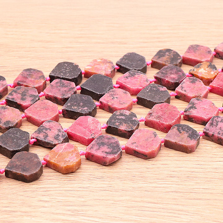 PERLES FORMES DIAMANTS 16MM RHODONITE BRÉSIL A ( lot de 10 )