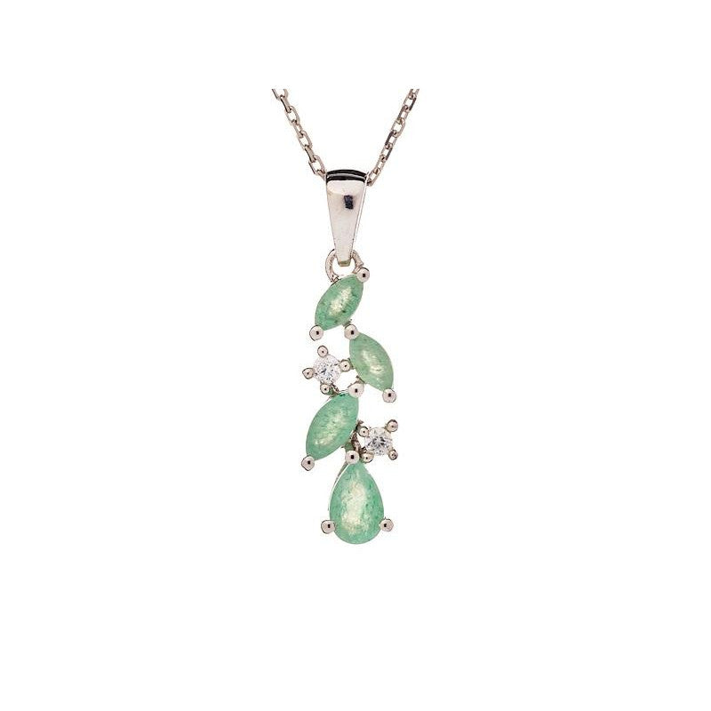 Pendentif avec aventurine verte goutte, en argent rhodié 925, hauteur 2+0,7 cm