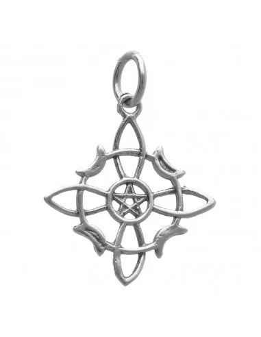 Pendentif en argent 925 nœud de sorcière avec lunes
