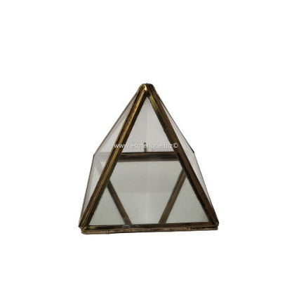 PYRAMIDE en verre et laiton base 10cm